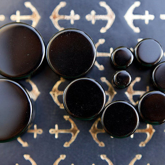 Obsidian Plugs, Double Flared Pair, Organic Plugs | 70 Knots